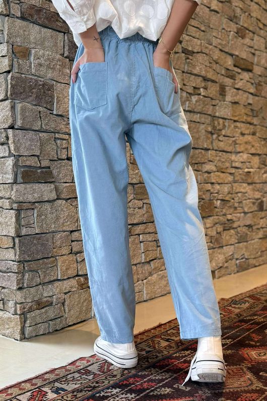 Made in Italy Baby Cord Classic Slim Jogger Light Denim